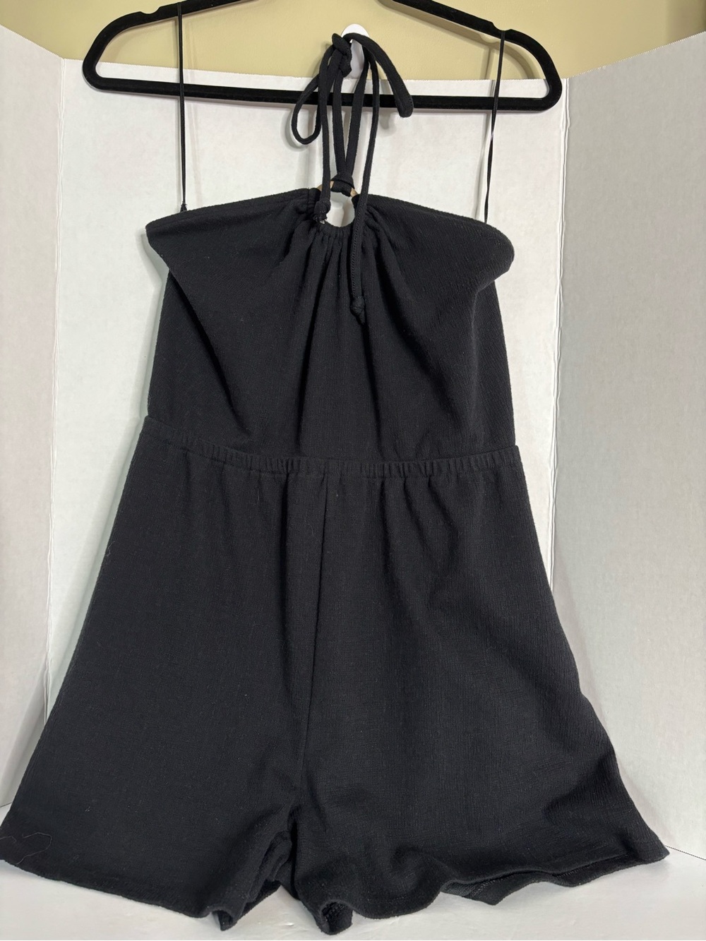 Size L Source Unknown Black Halter Romper Jumpsuit